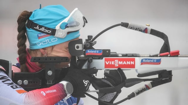 Selina Gasparin durant sajettar. Selina Gasparin durant sajettar.
