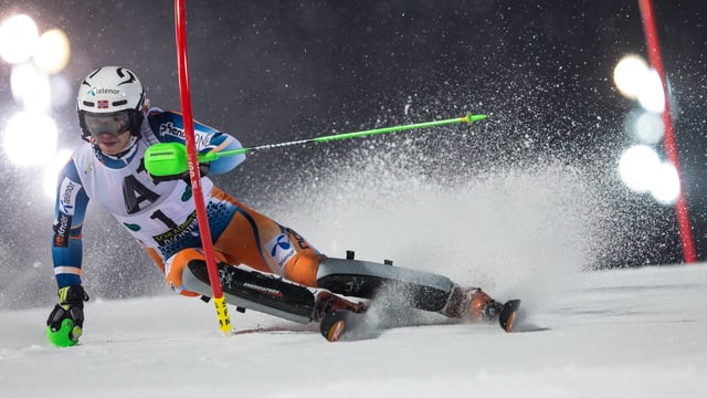 Henrik Kristoffersen auf dem Weg zum Schladming-Sieg 2014. Henrik Kristoffersen auf dem Weg zum Schladming-Sieg 2014.