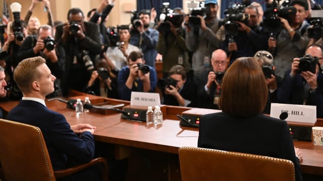 David Holmes und Fiona Hill bei den Impeachment-Anhörungen. David Holmes und Fiona Hill bei den Impeachment-Anhörungen.