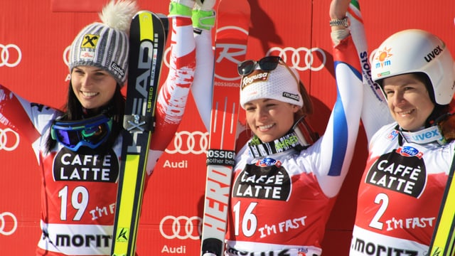 Lara Gut bewann vor der Österreicherin Fenninger und der Ungarin Miklos. Lara Gut bewann vor der Österreicherin Fenninger und der Ungarin Miklos.