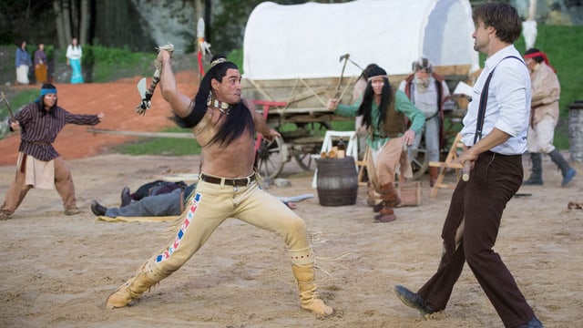 Kampfszene zwischen Winnetou und Old Shatterhand. Kampfszene zwischen Winnetou und Old Shatterhand.