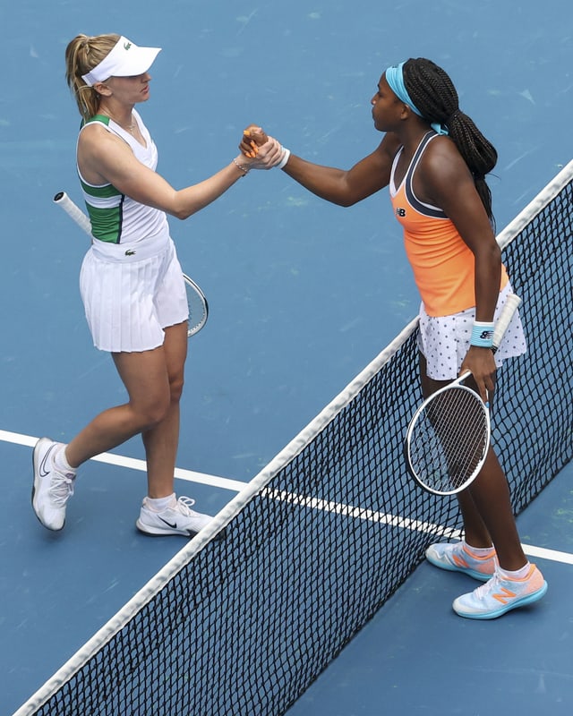 Jil Teichmann und Cori Gauff. Jil Teichmann und Cori Gauff.