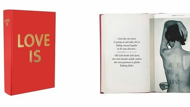 Rotes Buch aus verschiedenen Winkeln mit goldener Überschrift Rotes Buch aus verschiedenen Winkeln mit goldener Überschrift