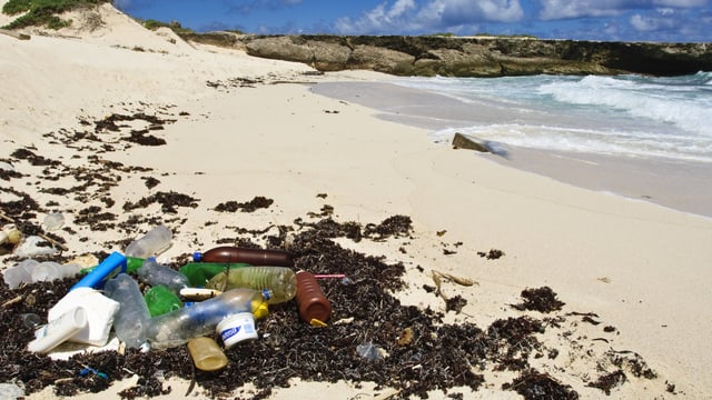 Plastikmüll an einem Traumstrand. Plastikmüll an einem Traumstrand.