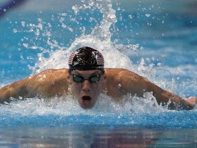 Michael Phelps 2001 an der WM im japanischen Fukuoka. Michael Phelps 2001 an der WM im japanischen Fukuoka.