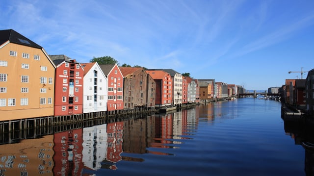 Blick auf die alten Häuser in Trondheim. Blick auf die alten Häuser in Trondheim.