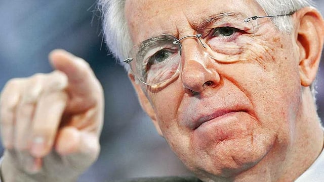 Mario Monti mit Zeigefinger Mario Monti mit Zeigefinger