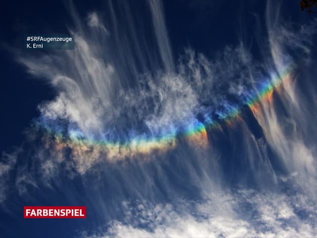 Regenbogenfarben in einer Eiskristallwolke. Regenbogenfarben in einer Eiskristallwolke.
