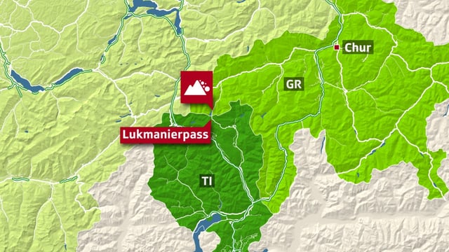 Karte zeigt Verortung des Lukmanierpasses. Karte zeigt Verortung des Lukmanierpasses.