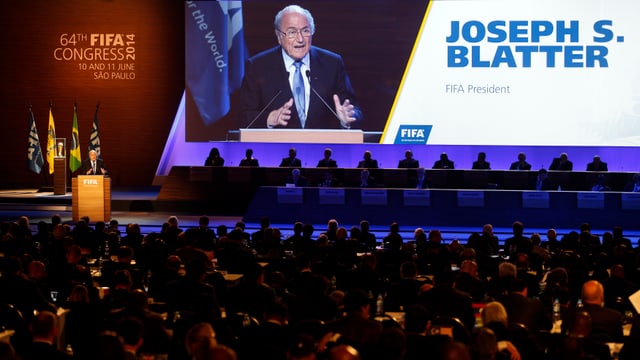 Fifa-Kongress in Sao Paulo, am Rednerpult steht Joseph Blatter. Fifa-Kongress in Sao Paulo, am Rednerpult steht Joseph Blatter.