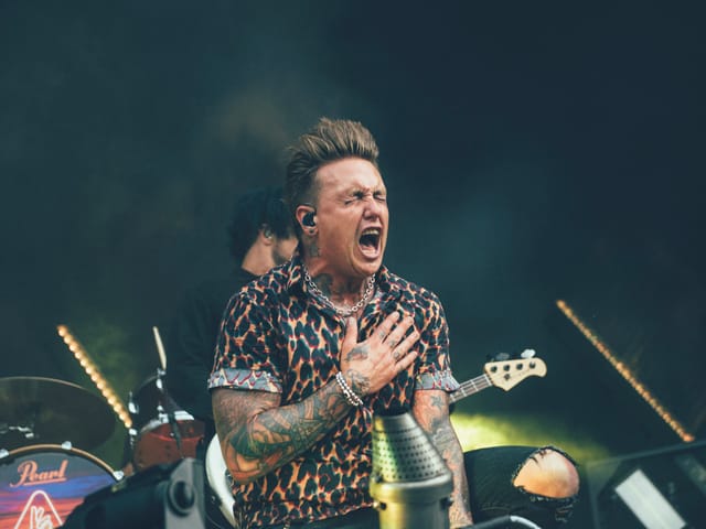 Papa Roach-Frontmann Jacoby Shaddix voll im Element.