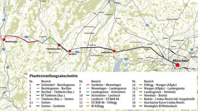 Eine Karte mit eingezeichneten Zugstrecken. Eine Karte mit eingezeichneten Zugstrecken.