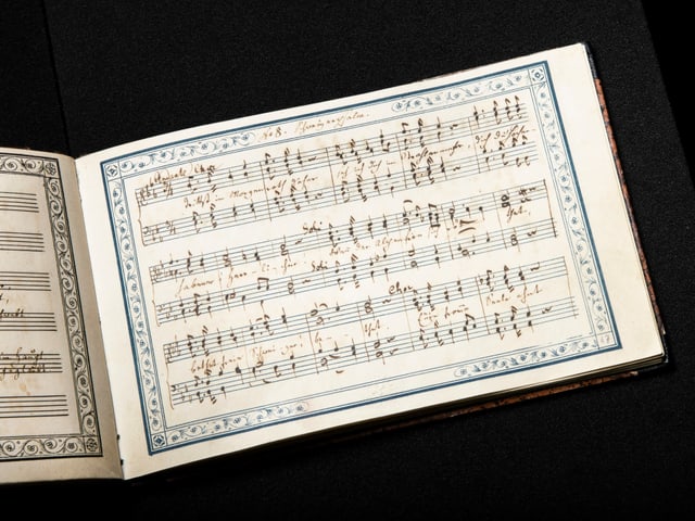 Ein kleines Büchlein mit handgeschriebenen Noten drin. Ein kleines Büchlein mit handgeschriebenen Noten drin.