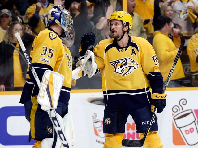 Pekka Rinne spielt in den Playoffs gross auf. Pekka Rinne spielt in den Playoffs gross auf.