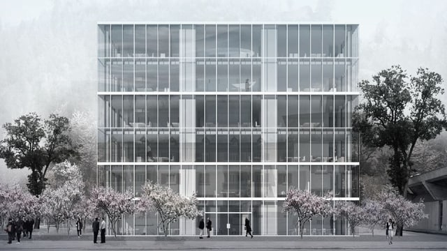 Der visualisierte Campus von aussen. Der visualisierte Campus von aussen.