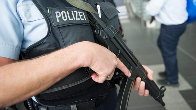 Polizist mit einem Gewehr. Polizist mit einem Gewehr.