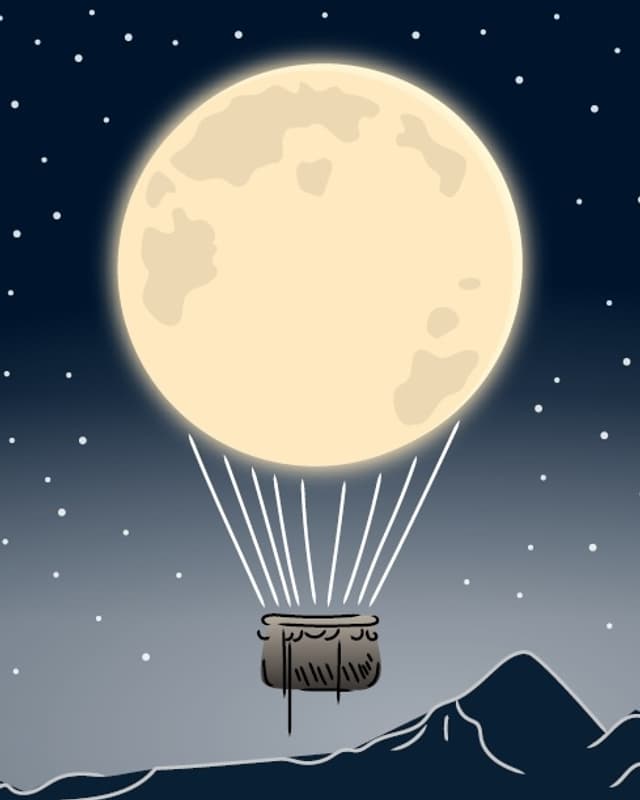 Mond als Ballon. Mond als Ballon.