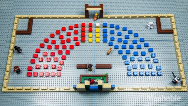 Lego-Bausteine zeigen die Sitz-Verteilung im Senat. Lego-Bausteine zeigen die Sitz-Verteilung im Senat.