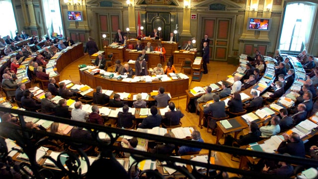 Der Saal des St. Galler Kantonsrates. Der Saal des St. Galler Kantonsrates.