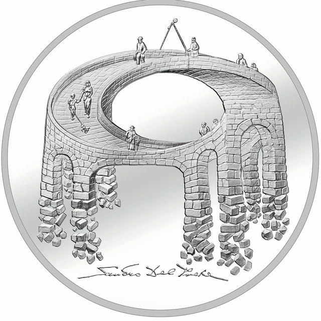 Silbermünze "Viadukt des Lebens". Silbermünze "Viadukt des Lebens".