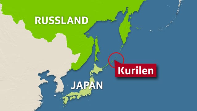 Kartendartsellung mit Japan, den Kurilen-Inslen und einem Teil Russlands Kartendartsellung mit Japan, den Kurilen-Inslen und einem Teil Russlands