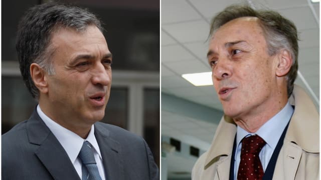 Sehen sich beide als Sieger: Amtsinhaber Filip Vujanovic (links) and Oppositionskandidat Miodrag Lekic. 