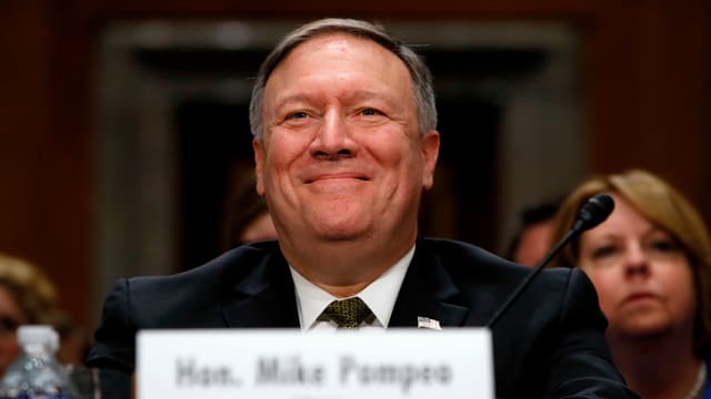 Mike Pompeo bei der Anhörung im US-Senat. Mike Pompeo bei der Anhörung im US-Senat.