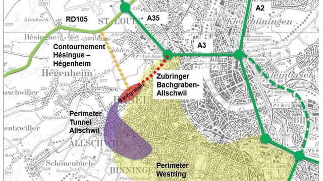 Plan Bachgraben mit Strassennetz Plan Bachgraben mit Strassennetz