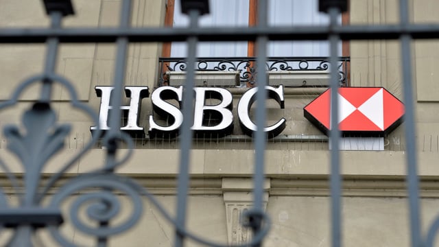 Logo am Sitz der HSBC in Genf Logo am Sitz der HSBC in Genf
