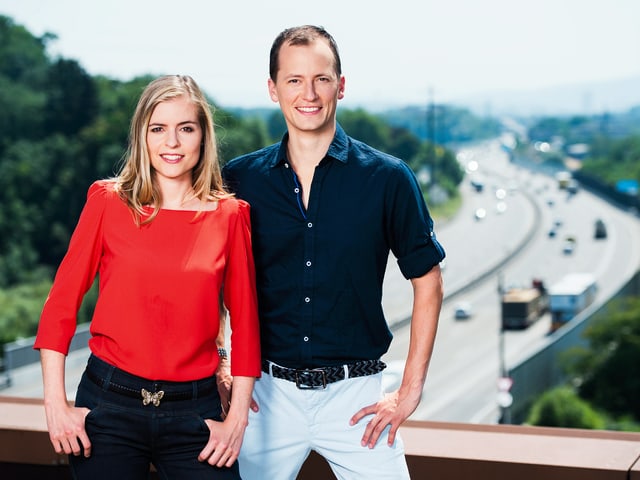 Katharina Locher und Michael Weinmann auf der Raststätte Würenlos Katharina Locher und Michael Weinmann auf der Raststätte Würenlos