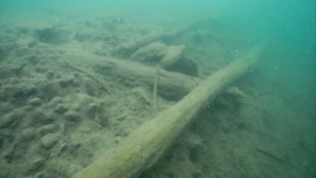 Pfähle unter Wasser. Pfähle unter Wasser.