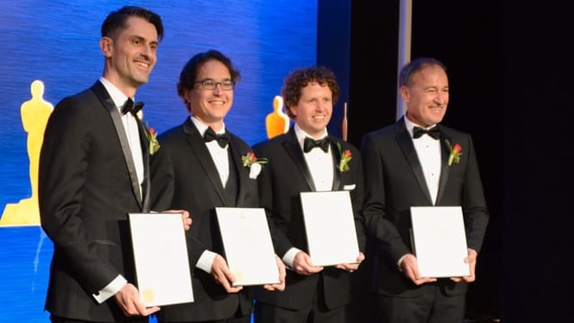 Die vier Gewinner mit den Oscar-Diplomen Die vier Gewinner mit den Oscar-Diplomen