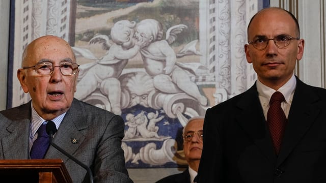 Staatspräsident Giorgio Napolitano und Ministerpräsident Enrico Letta. Staatspräsident Giorgio Napolitano und Ministerpräsident Enrico Letta.