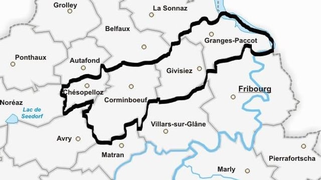 Karte der neuen Gemeinde. Karte der neuen Gemeinde.