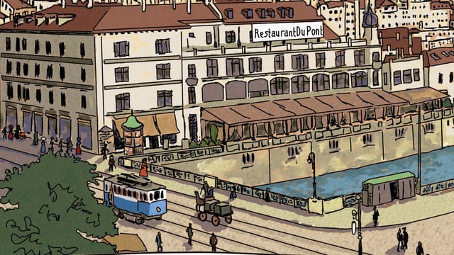 Ein Bild des Restaurants Du Pont beim Zürcher Bahnhof. Ein Bild des Restaurants Du Pont beim Zürcher Bahnhof.