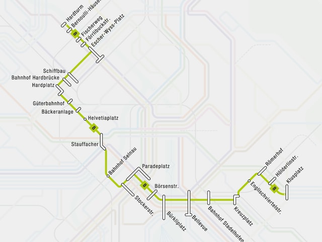 Die neue Linienführung der Tramlinie 8 in der Stadt Zürich Die neue Linienführung der Tramlinie 8 in der Stadt Zürich