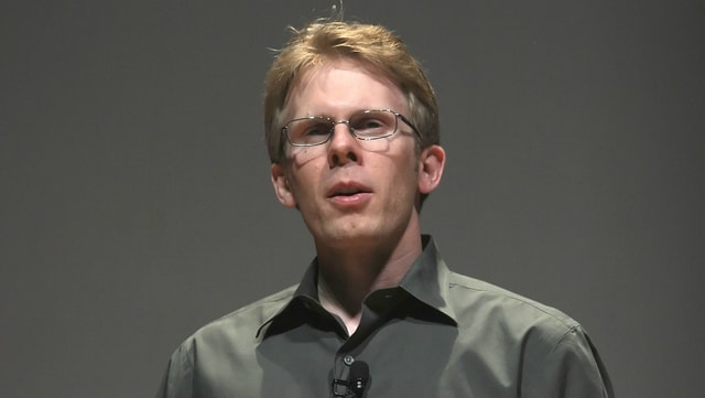 John Carmack während einer Pressekonferenz im Jahr 2008. John Carmack während einer Pressekonferenz im Jahr 2008.