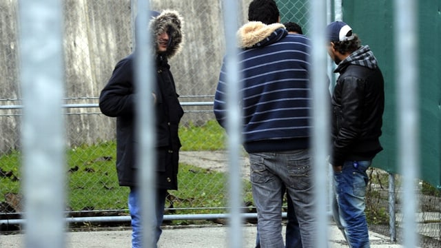 Asylbewerber hinter Gittern. Asylbewerber hinter Gittern.
