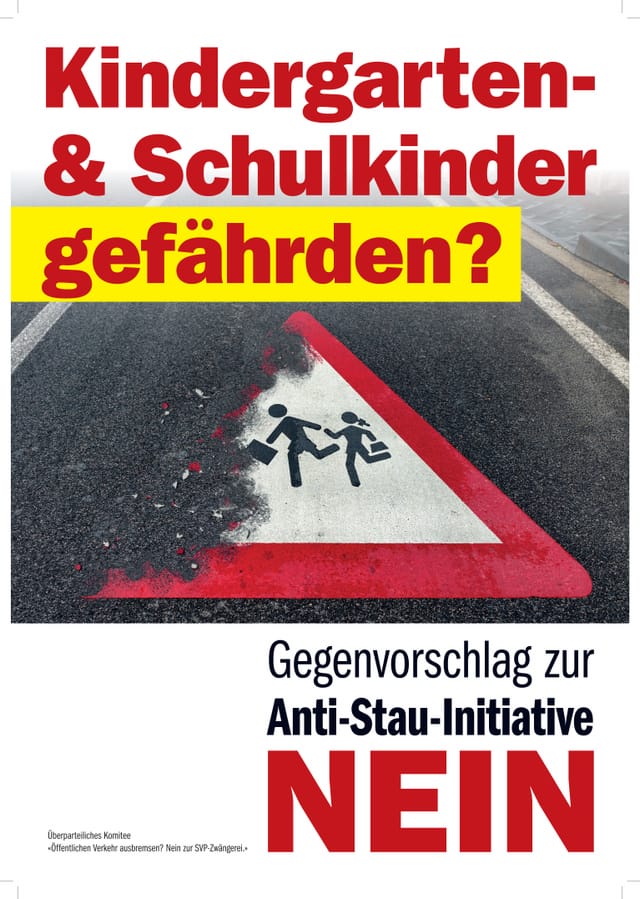 Abstimmungsplakat zum Gegenvorschlag zur Anti-Stau-Initiative Abstimmungsplakat zum Gegenvorschlag zur Anti-Stau-Initiative