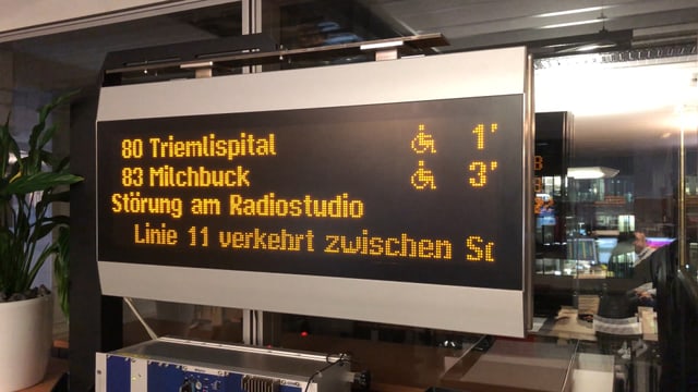 Beispiel-Abfahrtstafel der VBZ in der Leitstelle Beispiel-Abfahrtstafel der VBZ in der Leitstelle