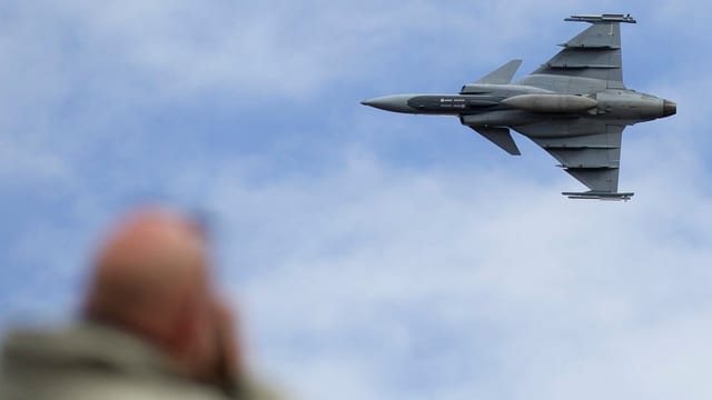 Gripen an einer Flugshow bei Meiringen. Gripen an einer Flugshow bei Meiringen.