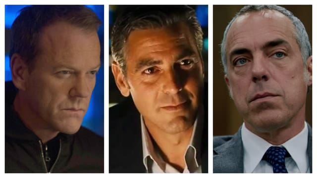 Aus Kiefer Sutherland (l.) und George Clooney (m.) wird Harry Bosch (r.). Aus Kiefer Sutherland (l.) und George Clooney (m.) wird Harry Bosch (r.).