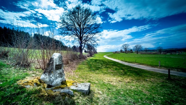 Ein Stein neben einer Strasse. Ein Stein neben einer Strasse.