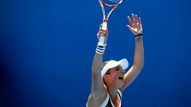 La giugadra da tennis svizra Timea Bacsinszky vi dal giubilar. La giugadra da tennis svizra Timea Bacsinszky vi dal giubilar.
