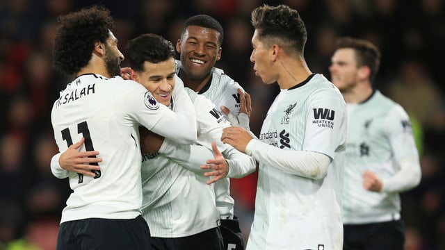 Mohamed Salah, Philippe Coutinho und Roberto Firmino. Mohamed Salah, Philippe Coutinho und Roberto Firmino.