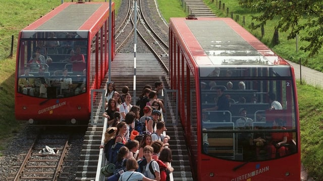 Die Gurtenbahn bei der Mittelstation. Die Gurtenbahn bei der Mittelstation.