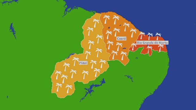 Landkarte von Brasilien mit markierter Region im Nordosten. Landkarte von Brasilien mit markierter Region im Nordosten.
