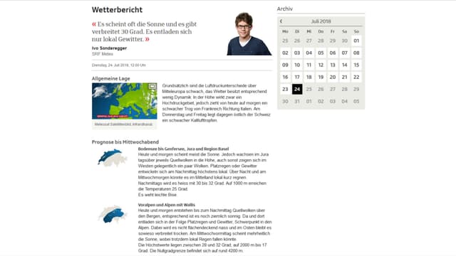 Ein Screenshot des Wettertextes auf srf.ch/meteo Ein Screenshot des Wettertextes auf srf.ch/meteo