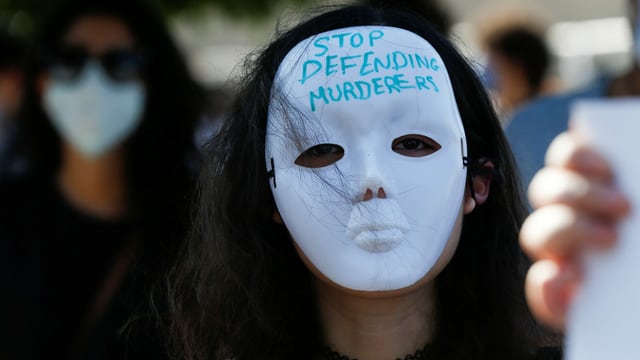 Demonstrantin in Amman, 22. Juli 2020 Demonstrantin in Amman, 22. Juli 2020