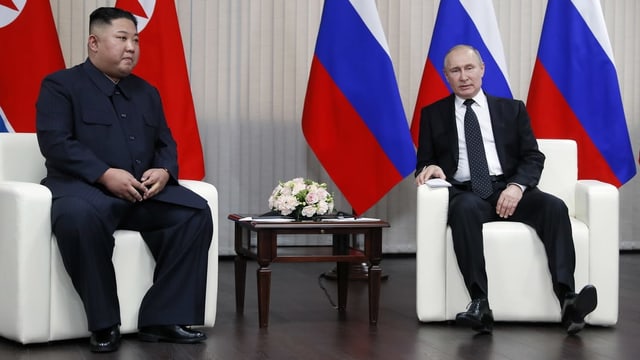 Kim und Putin bei ihrem Treffen Kim und Putin bei ihrem Treffen